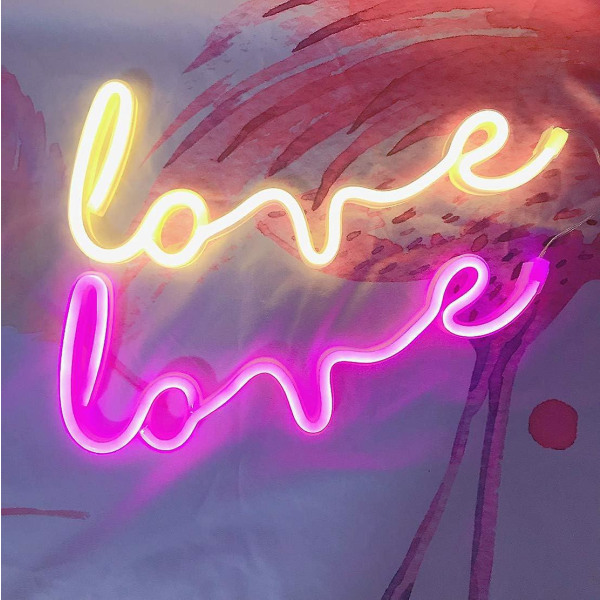 Varmvit neon kärleksskyltar Light - Dekorativ LED-tältskylt för vägg, rum, bröllop, fest, bar, hotell, strand, rekreation - unik barngåva