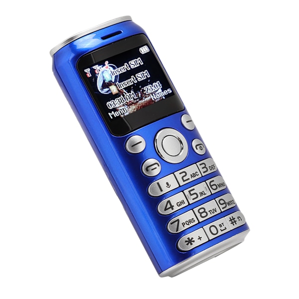 K8 1.0in Personlig Mini Bluetooth Dialer Barnas Student Dobbelkort 128x96 Buet Skjerm Mobiltelefon Blå