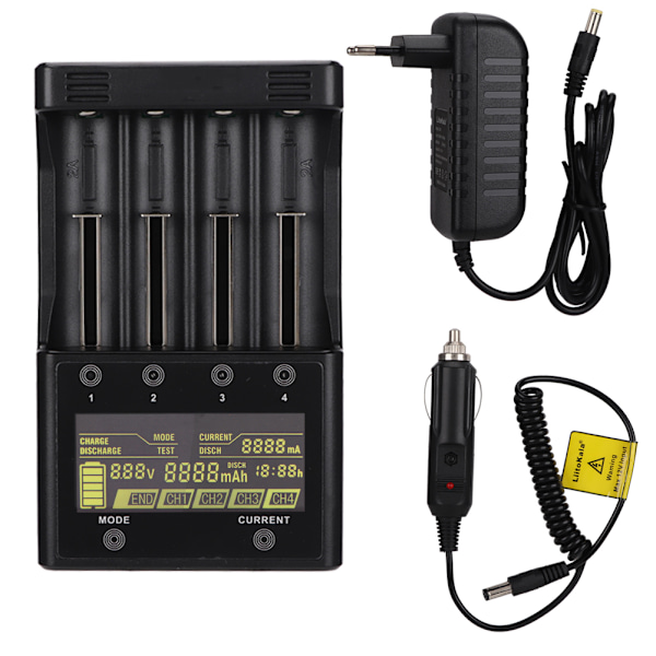 LiitoKala Lii-500S 4 Slots LCD Batterioplader til Lipo Ni MH 18650/26650/14500/Aa AAA (EU)