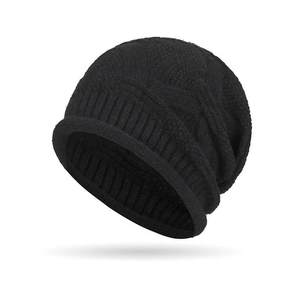 1-pack vintermössa dam vintermössa stickad mössa varm slouch beanie med fleecefoder återanvändbar, One size