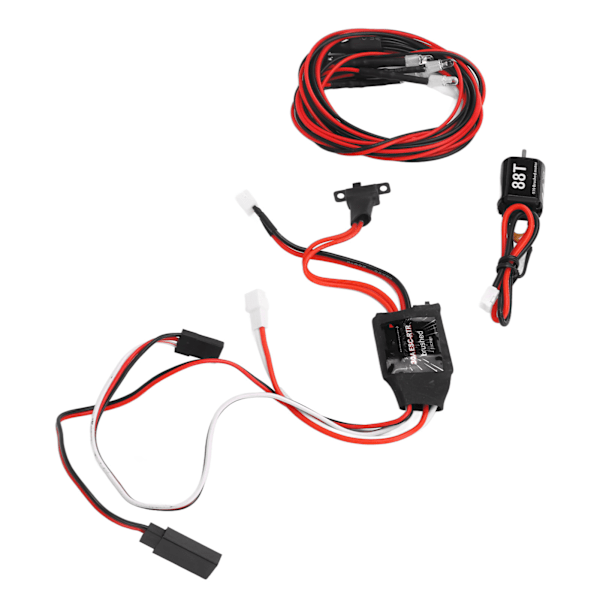 30A ESC Harjattu Sähköinen Nopeussäädin 030 88T Harjattu Sähkömoottorisetti 2 Valkoisen ja 2 Punaisen LED-Valon kanssa RC-Autolle ja -Veneelle