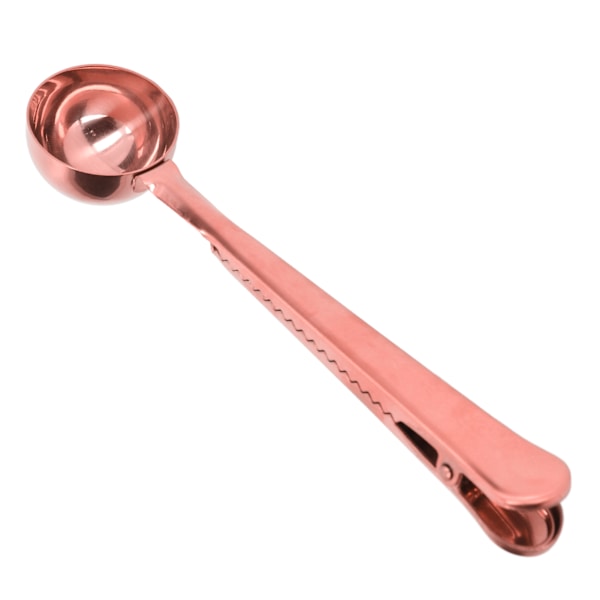 Kaffesked med Förslutningsklämma 2 i 1 Rostfritt Stål Tättslutande Fördjupad Design Praktiska Kaffedrickverktyg Roséguld