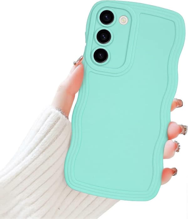 Samsung Galaxy S23 Plus Phone Case, Curly Wavy Frame Liquid Silicone Flexible Soft Shockproof Camera Protection Bumper Cover