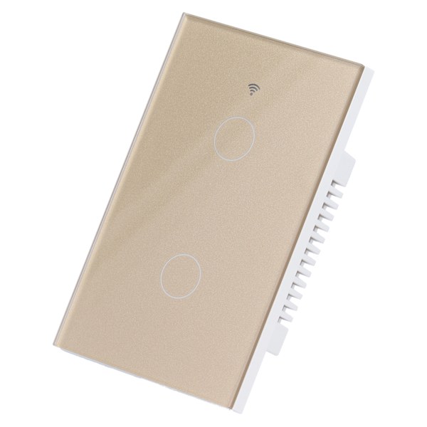 För Zigbee Tuya Fjärrkontroll Ljusströmbrytare Röststyrning 2‑Gang US Vägg Touch Switch AC 100‑240VGuld