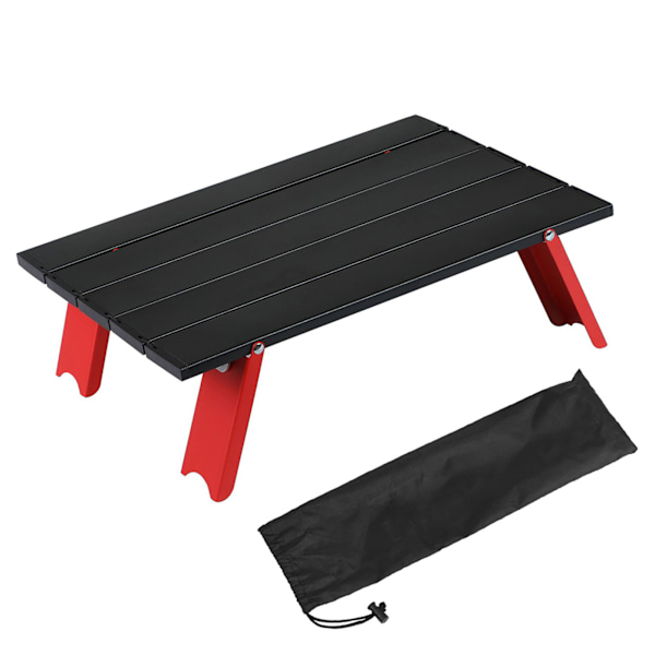 Litet hopfällbart bord för utomhusbruk i aluminiumlegering, bärbar hopfällbar campingbord för strandpicknick, svart rött