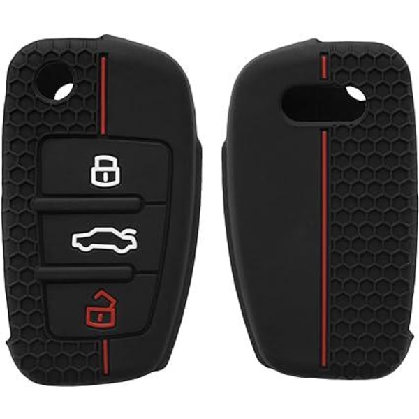 Auton case yhteensopiva Audi 3-Key Key -avaimen kanssa - Pehmeä silikonisuojakuori - musta-punainen