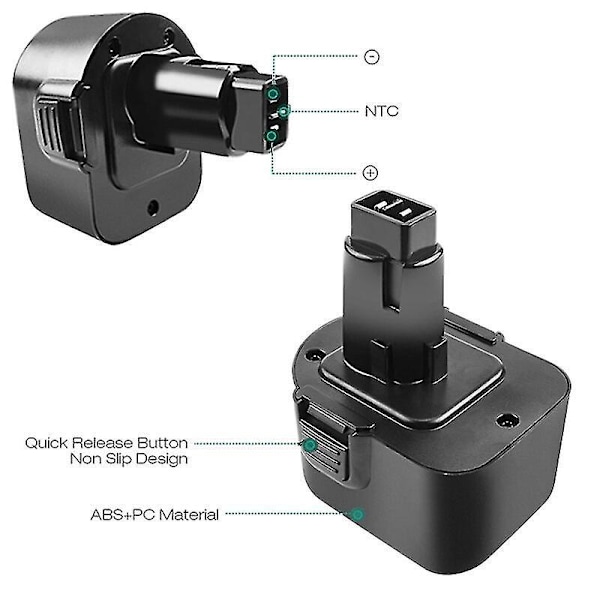 Oppladbar 12V 3500mAh Ni-MH batteri for Dewalt 12V verktøy (DW9071, DW9072, DE9071, DE9072, DE9074, DE9075, 152250-27)