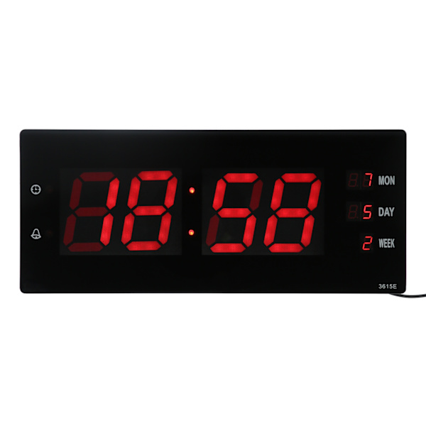 Elektronisk digital veggklokke nattlys temperaturkalenderklokke for hjemmekontor 100‑240VEU-plugg