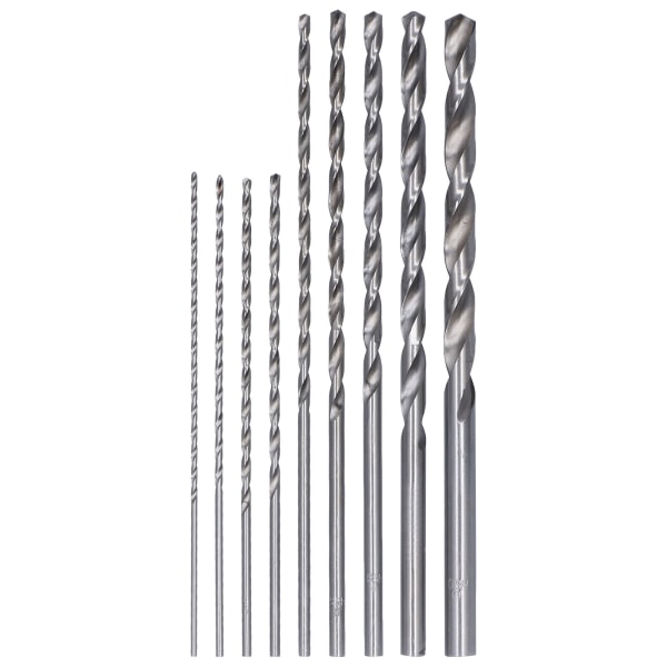 9 stk. spiralbor ekstra lang højhastigheds stålboreværktøjssæt til plasttræ