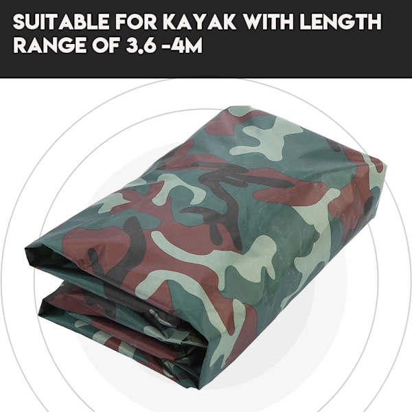 4,5 m vandtæt UV-beskyttelse Støvdække til 3,6-4 m kajakbåd (armygrønt camouflage)