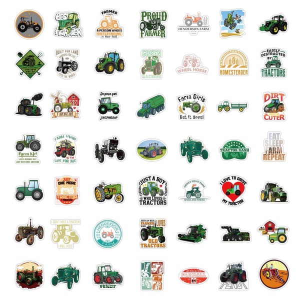 50 Farm Tractor Stickers, Laptop Stickers, Vinyl Stickers til bil, Bagage, Skateboard og Motorcykel, Stickers til Teenagere og Voksne