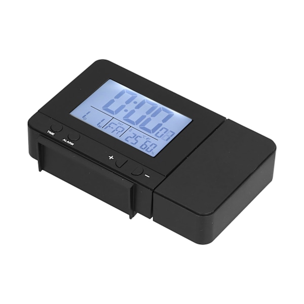180° rotations projektionsväckarklocka USB-driven LED-digitalklocka med temperatur- och fuktighetstest Svart