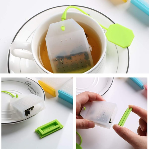 Silikonteinfuser för te med slumpmässig färg, tesil med rep för teörter