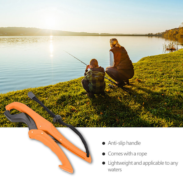 Fiskegripredskapsverktyg ABS-greppredskapshållare Fiskklämma med justerbart rep (orange, L)
