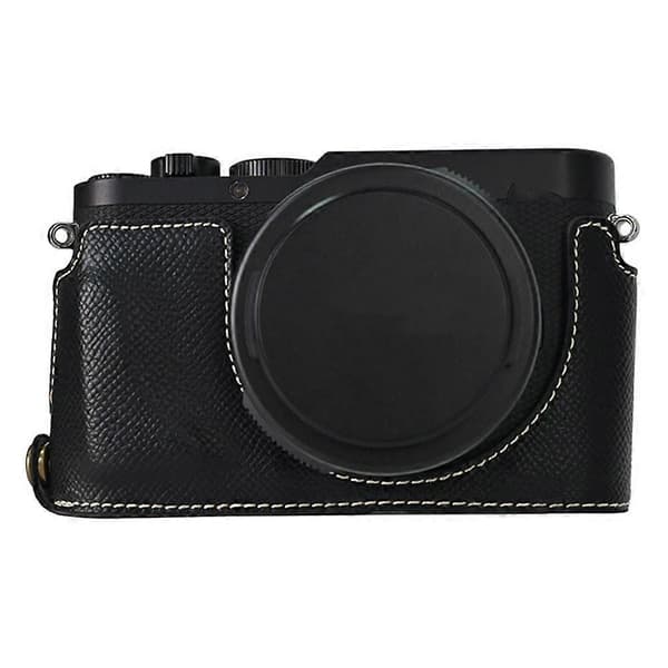For Leica D-Lux 8 Camera Case PU Leather Protective Cover with Lens Cap - Black