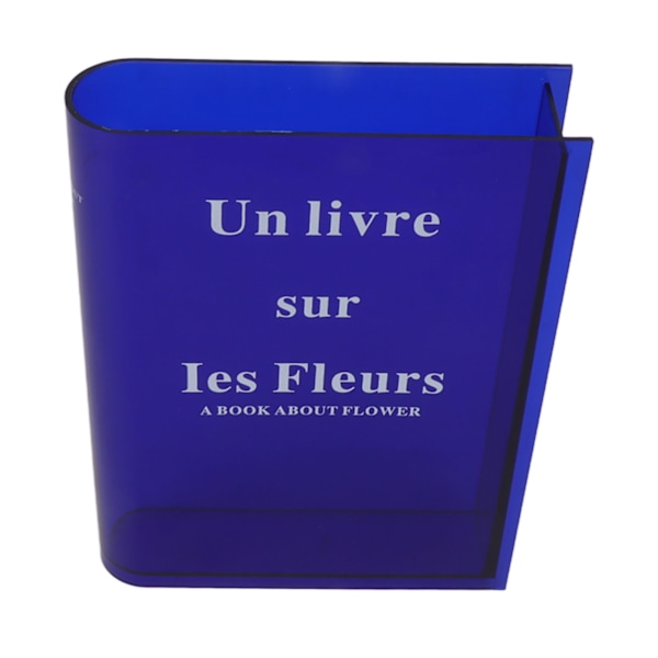 Bog Vase til Blomster Akryl Dekorativ Transparent Klar Bog Form Blomster Vase til Hjem Stue Kontor Blå
