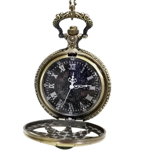 Stjärnhimmel Typsnitt Skepp Roder Hollow Out Diamant Retro Brons Kvarts Watch Partihandel Halsband Flik Watch