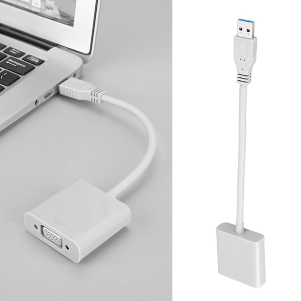 USB 3.0 till VGA Adapterkabel för Win 7/8 System (Vit)