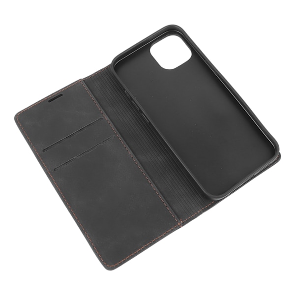 Wallet Case med Kortholder PU Læder Kickstand Kort Slots Case Holdbart Stødsikkert Telefon Cover All Round Beskyttelse Sort til IPhone 13