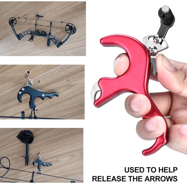 Bågskytte Release Aids 3 Finger Grip Tumokaliper Trigger för Compound Bow Tillbehör (Mörkblå)
