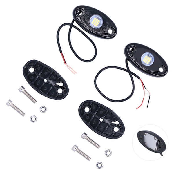 Par Rocklys Hvite 9LEDs IP68 Chassis Underglow Lampe Universell for Bil Lastebil ATV RZR UTV