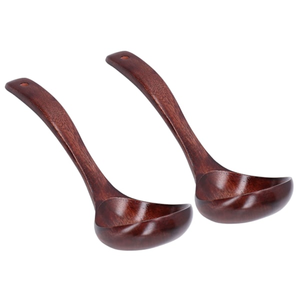 2 stk treskje i tre med langt håndtak, sett for grøt, kaffe, dessert, 9 cm skjebredde