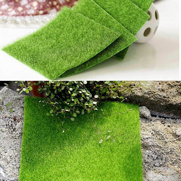Konstgräsmatta Interlocking Gräsmatta Gräsmatta Matta för Trädgård Bonsai Hem Akvarium Konstgräs DIY Dekoration