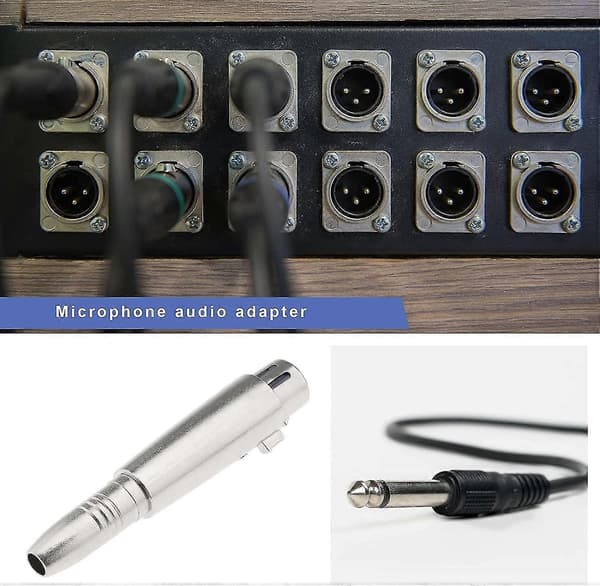 Mono Female Plug Socket Conversion Adapter Stereo Audio Microphone Mic Adapter Converter for Microphone Audio (1pc, Silver) cy
