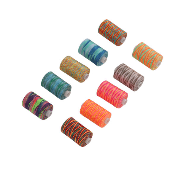 10 stk Broderimaskintråd Slitesterk Polyester Flerfarget Diverse Farger Polyestertråd 402 Sytråd
