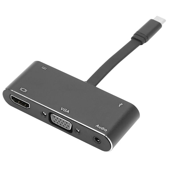 Laajennusadapteri 5 in 1 TypeC HDMI VGA Audio Output Virtalähde Monitoiminen Musta (Musta)