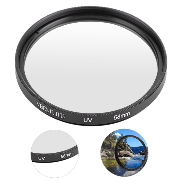 Ultratynn UV-filterlinsebeskyttelse for DSLR-kameraer 58 mm 58mm
