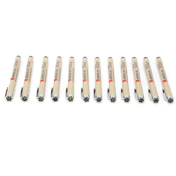 12 st Micro Line Pennor Snabbtorkande Vattentäta Färgbeständiga Linjeritningspennor för Ritning Skrivning Produktdesign Arkitektonisk Design