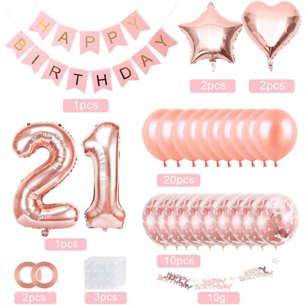 Flicka 21:a födelsedag ballong, roséguld 21:a födelsedag ballonger, flicka 21:a ballong, rosa guld födelsedag ballonger, flicka 21:a födelsedag fest dekoration