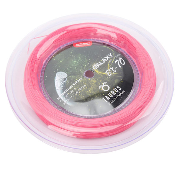 POWERTI BX70 Badmintonracketsträngar Hög Elastisk Nylon Badmintonracketsträng 0,7mm Badmintonsträng 200m Rulle Rosa