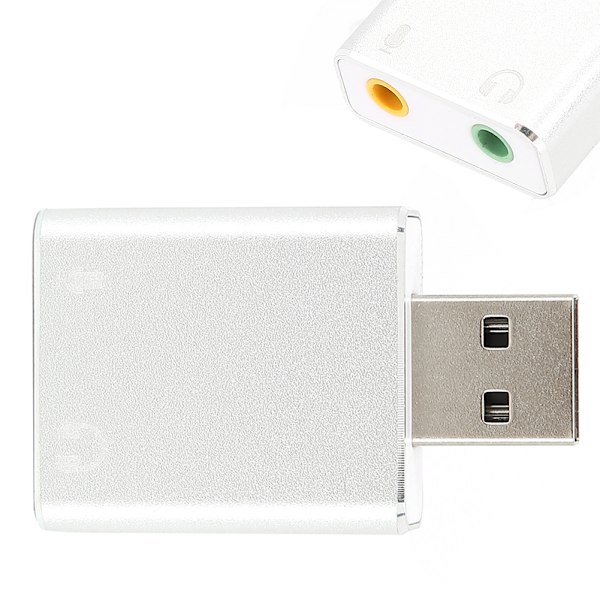 USB Lydkort 7.1 Kanal Driverfri Lydgrensesnitt Lydkortadapter for Bærbar PC