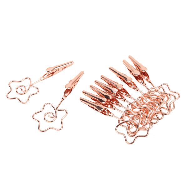10 stk. Navnekortclips Metal Dobbelt Hovedet Stærk Clip Robust Holdbar Bred Anvendelse Nummer Kort Holder Rose Guld