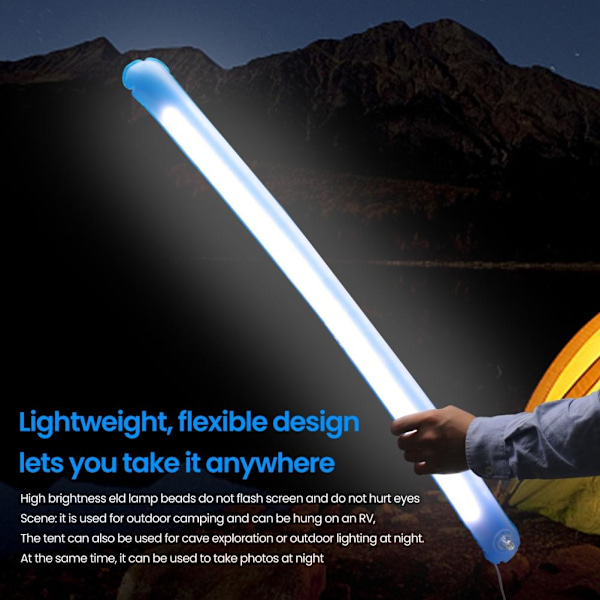 Foldbar LED oppblåsbar stav utendørs campinglampe Bærbar håndholdt cheerleader Light Party Supplies