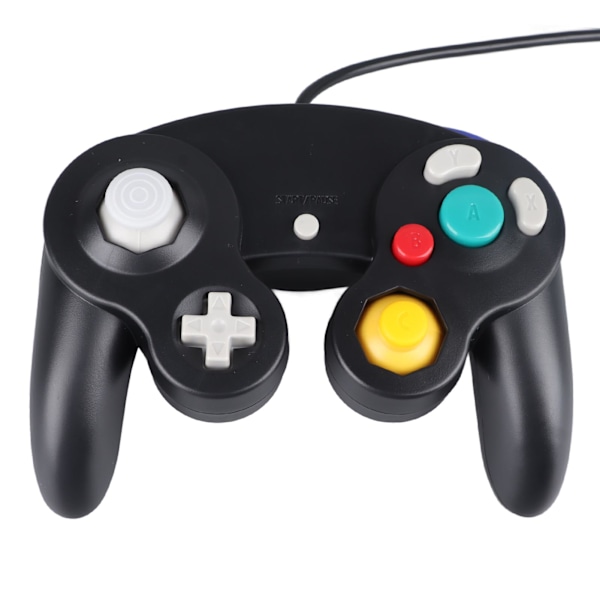 Kablet Spillkontroller Plug and Play Enkeltpunkts Vibrasjons Gamepad Joystick for GC for Wii Svart