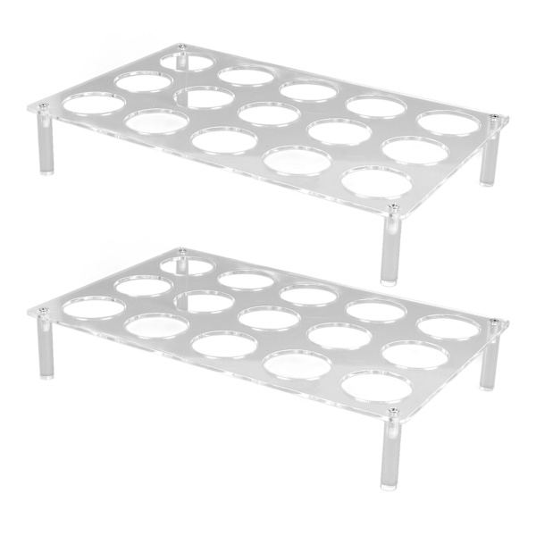 2 Set 15 Slots Platt Kaffeepadhalter Flach Acryl Kaffeepadhalter Kaffeekapsel Aufbewahrungstablett YX037