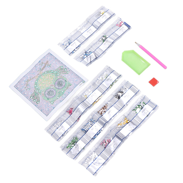 Timanttimaalaussarja Sarjakuva Pöllökuvio Kiiltävä Hieno 5D Teräväpiirtotulostus DIY Maalaustaide 17x17cm