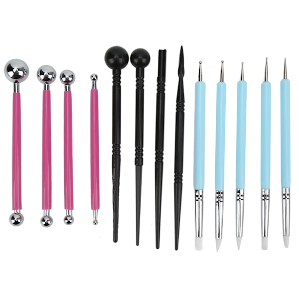 13 Delars Modellera Skulpteringsverktyg Set Kompletta Verktyg Olika Storlekar Kulspetsverktyg Prickverktyg för DIY Keramik Skulptur