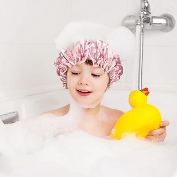 2 pakke badehætter (pink+lilla), badehætter til børn Vandtætte badehætter Genanvendelige badehætter til drenge og piger Brusesalon