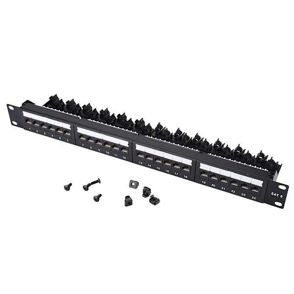Gullbelagt 24 Port Monterbar Data Patch Panel Høyhastighets CAT6 CAT-6 Nettverkskabel Rack