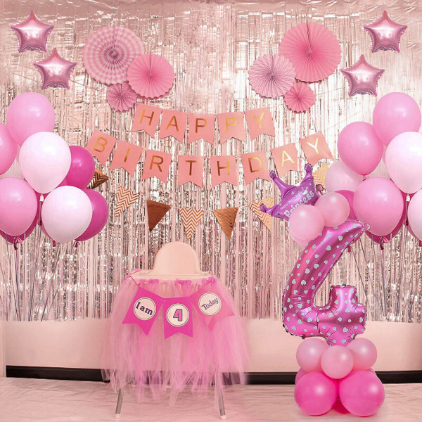 32 tommers gigantiske tallballonger, heliumnummerballongdekor for fester, bursdager (rosa nummer 4)