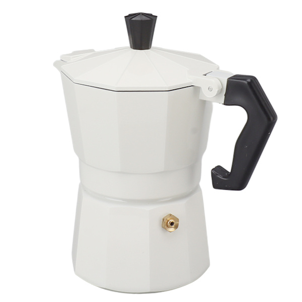 Spisplattans Moka-kanna Italiensk handbryggd kaffebryggare i aluminiumlegering Kökstillbehör DIY Vit 150 ml