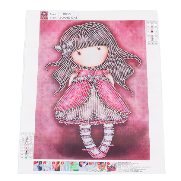 Strassimaalaussarja Pieni tyttö -kuvio Kiiltävä Hieno Yksinkertainen käyttö DIY 5D Maalaustaide 30x40cm