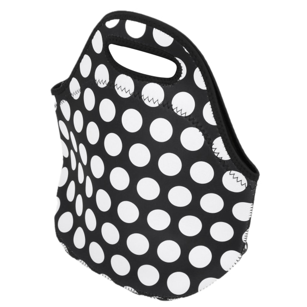Isolerad thermal Vattentät neopren Lunchbox Handväska för picknickcampingSvarta vita prickar