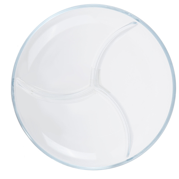Oppdelt middagstallerken i herdet glass, gjenbrukbar tallerken for snacks, lett servise for kaker, frukt