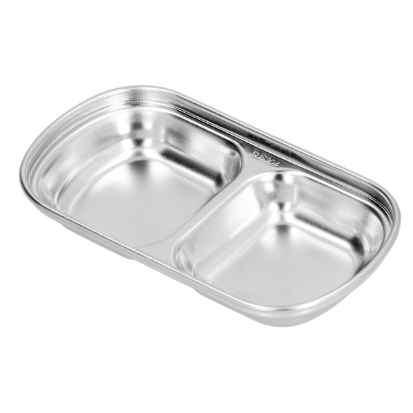 Krydderiskål i rustfrit stål, fortykket hotpot-sauce, opdelt gitter, snackskål til kantine, 2 gitre