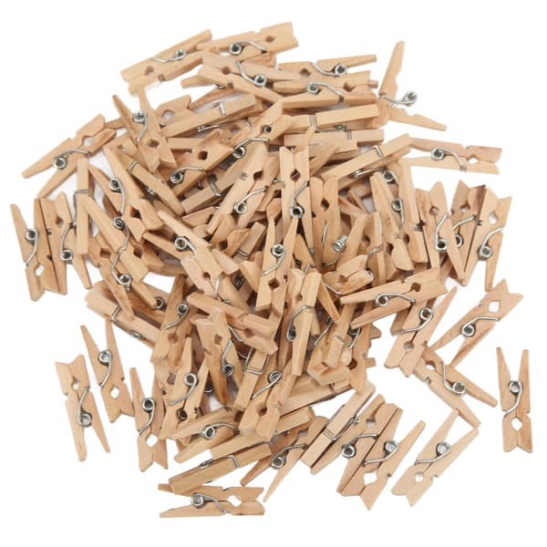 100 stk Mini Klesklyper i Tre Ubehandlet Solid Holdbar Bred Anvendelse Klesklyper Bildeklips